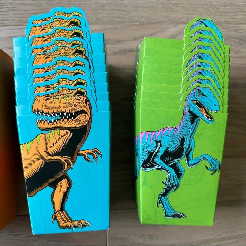 27 Pack Dinosaur Popcorn Boxes for Candy, Snacks, Kid's Birthday Party 3 Styles